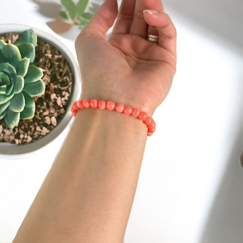 Fashion, accesorii si bijuterii - Femei - Bijuterii femei - Bratari femei - Bratara femei Karissa din margele de coral si cuart roz cu accesorii din argint 925 placat cu aur - Infinity.ro