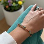 Fashion, accesorii si bijuterii - Femei - Bijuterii femei - Bratari femei - Bratara colorata din Turmalina multicolora cu lant din argint placat cu aur Aveline - Infinity.ro