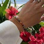 Fashion, accesorii si bijuterii - Femei - Bijuterii femei - Bratari femei - Bratara colorata din Turmalina multicolora cu lant din argint placat cu aur Aveline - Infinity.ro