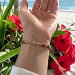 Fashion, accesorii si bijuterii - Femei - Bijuterii femei - Bratari femei - Bratara colorata din Turmalina multicolora cu lant din argint placat cu aur Aveline - Infinity.ro