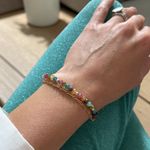 Fashion, accesorii si bijuterii - Femei - Bijuterii femei - Bratari femei - Bratara colorata din Turmalina multicolora cu lant din argint placat cu aur Aveline - Infinity.ro