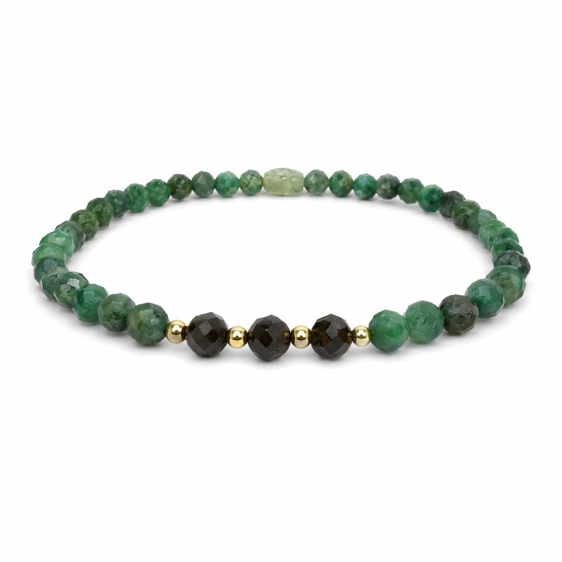 Fashion, accesorii si bijuterii - Femei - Bijuterii femei - Bratari femei - Bratara pentru femei Rana din Smarald African, Obsidian si Jad Verde cu Argint placat cu Aur - Infinity.ro