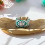 Fashion, accesorii si bijuterii - Femei - Bijuterii femei - Bratari femei - Bratara femei eleganta Nellie din margele Miyuki, impletita manual in nuante de turcoaz si somon - Infinity.ro