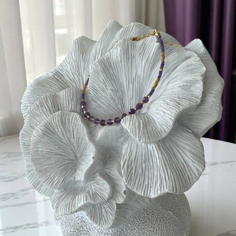 Fashion, accesorii si bijuterii - Femei - Bijuterii femei - Bratari femei - Bratara eleganta cu cristale de Ametist cu Miyuki mov si argint placat cu aur - Infinity.ro