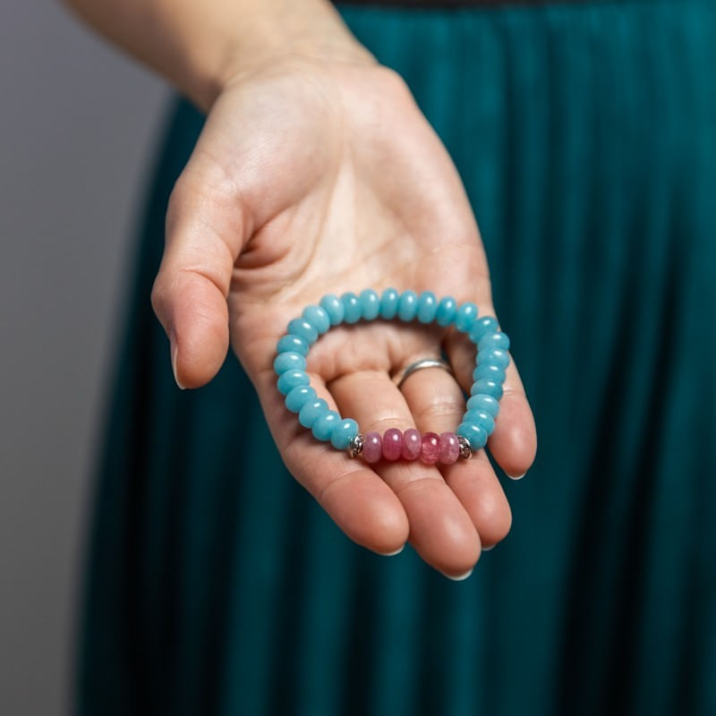 Fashion, accesorii si bijuterii - Femei - Bijuterii femei - Bratari femei - Bratara femei handmade din pietre semipretioase Angelite, Letitia - Infinity.ro
