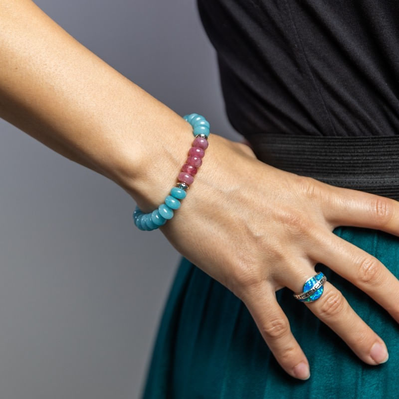 Fashion, accesorii si bijuterii - Femei - Bijuterii femei - Bratari femei - Bratara femei handmade din pietre semipretioase Angelite, Letitia - Infinity.ro