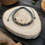 Fashion, accesorii si bijuterii - Barbati - Bijuterii barbati - Bratari barbati - Bratara barbati handmade Amos din Hematit si Ochi de Tigru, ajustabila cu snur - Infinity.ro