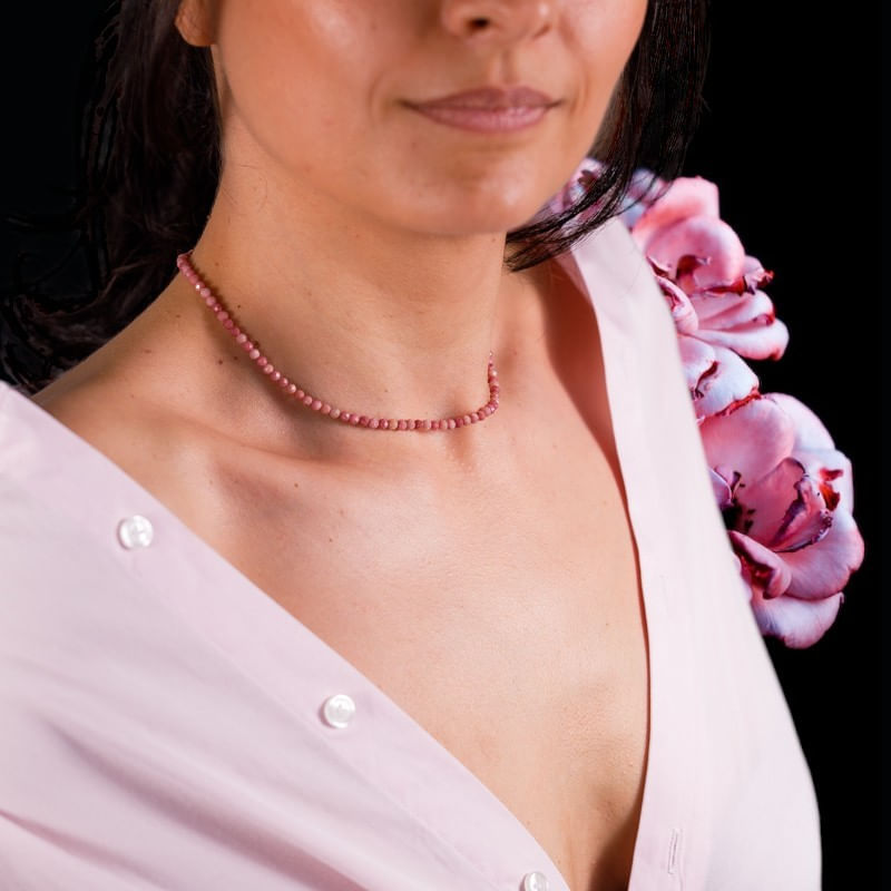 Fashion, accesorii si bijuterii - Femei - Bijuterii femei - Coliere femei - Colier choker Minis pietre semipretioase Rodonit - Infinity.ro