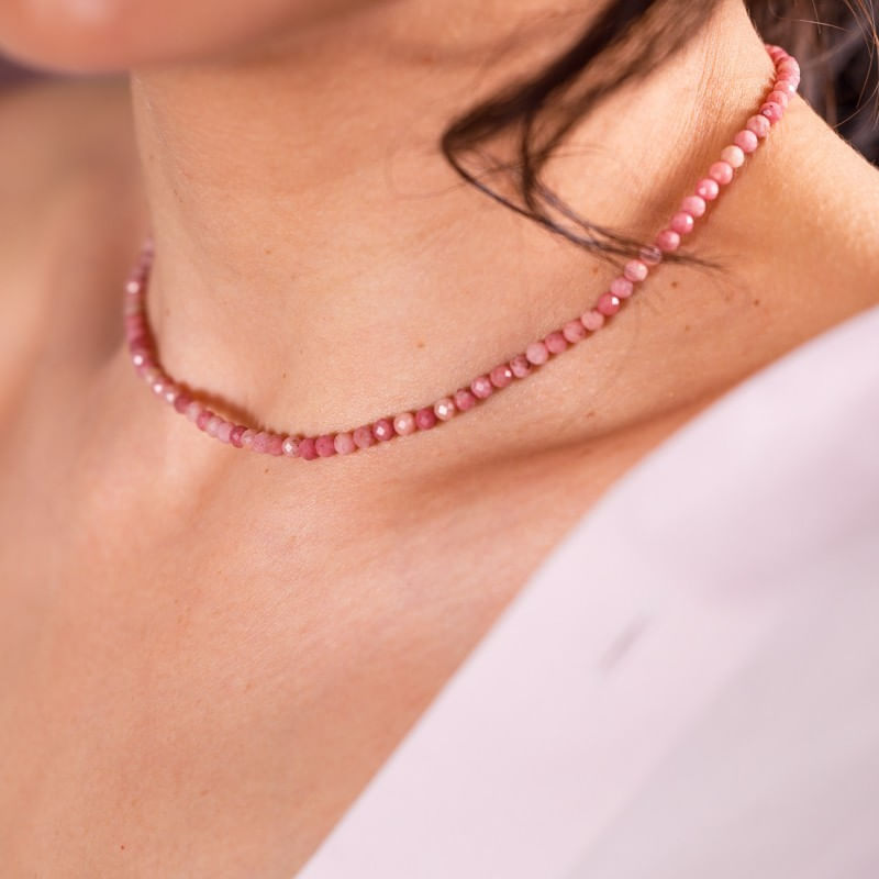 Fashion, accesorii si bijuterii - Femei - Bijuterii femei - Coliere femei - Colier choker Minis pietre semipretioase Rodonit - Infinity.ro