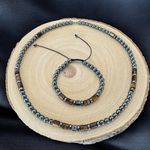 Fashion, accesorii si bijuterii - Barbati - Bijuterii barbati - Bratari barbati - Bratara barbati handmade Amos din Hematit si Ochi de Tigru, ajustabila cu snur - Infinity.ro