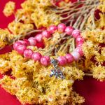 Fashion, accesorii si bijuterii - Femei - Bijuterii femei - Bratari femei - Bratara “Paloma” cu pietre semipretioase, Rodocrozit Roz si Charm Elefant, pentru femei, margele de 8mm - Infinity.ro