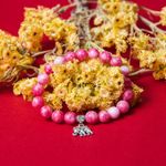 Fashion, accesorii si bijuterii - Femei - Bijuterii femei - Bratari femei - Bratara “Paloma” cu pietre semipretioase, Rodocrozit Roz si Charm Elefant, pentru femei, margele de 8mm - Infinity.ro