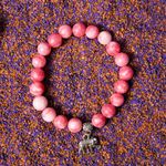 Fashion, accesorii si bijuterii - Femei - Bijuterii femei - Bratari femei - Bratara “Paloma” cu pietre semipretioase, Rodocrozit Roz si Charm Elefant, pentru femei, margele de 8mm - Infinity.ro