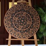 Casa si Gradina - Decoratiuni - Tablouri - Frumusetea imperfectiunii-Tablou mandala unicat pictat manual pe suport de lemn, 60 cm - Infinity.ro