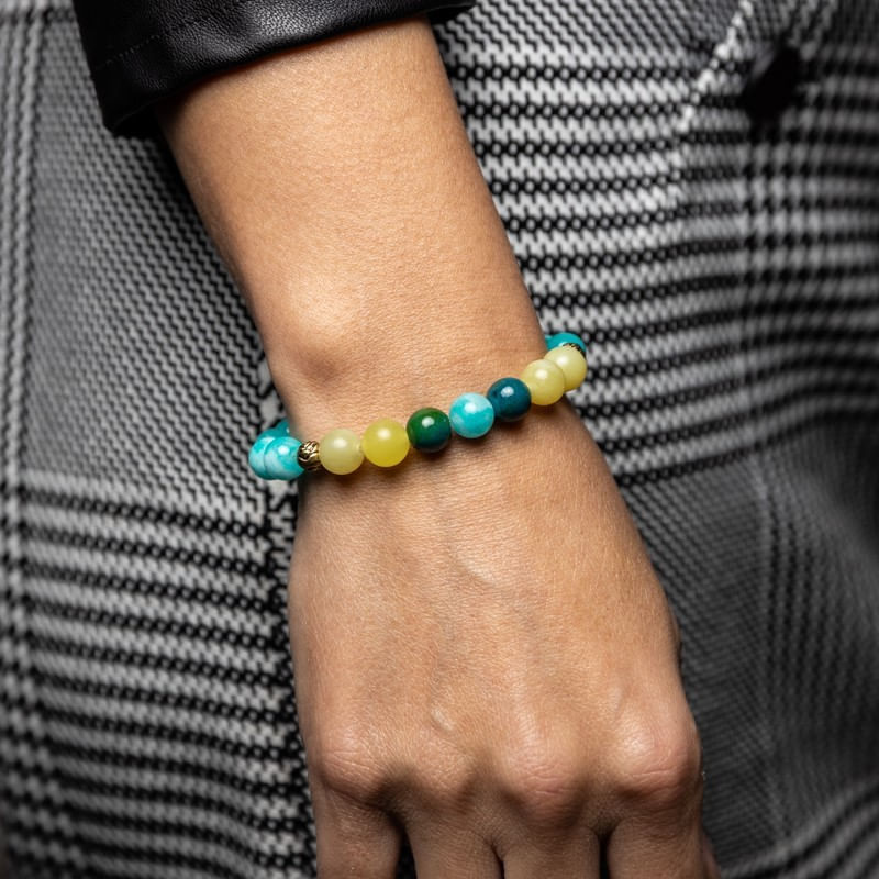 Fashion, accesorii si bijuterii - Femei - Bijuterii femei - Bratari femei - Bratara Dama din Pietre Naturale de Amazonit, Jad Lemon si Pheonix Stone, “Geetica” - Infinity.ro