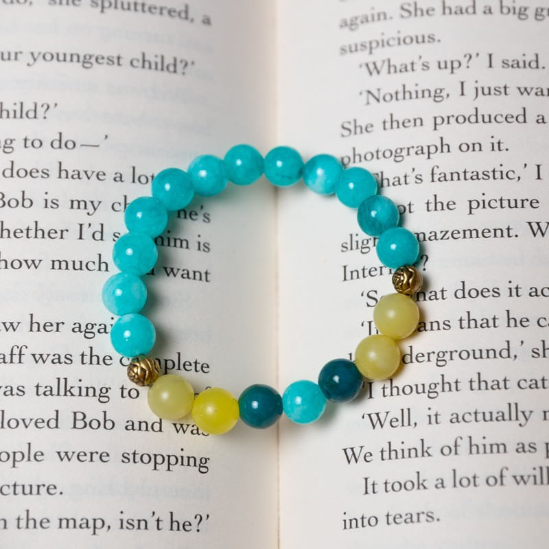 Fashion, accesorii si bijuterii - Femei - Bijuterii femei - Bratari femei - Bratara Dama din Pietre Naturale de Amazonit, Jad Lemon si Pheonix Stone, “Geetica” - Infinity.ro
