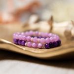 Fashion, accesorii si bijuterii - Femei - Bijuterii femei - Bratari femei - Set bratari handmade Kami pentru femei, din pietre semipretioase de Jad Lila Fatetat si Jad Mov - Infinity.ro