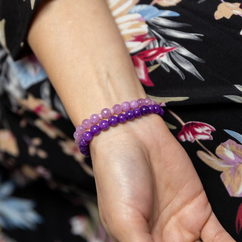 Fashion, accesorii si bijuterii - Femei - Bijuterii femei - Bratari femei - Set bratari handmade Kami pentru femei, din pietre semipretioase de Jad Lila Fatetat si Jad Mov - Infinity.ro