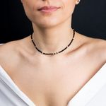 Fashion, accesorii si bijuterii - Femei - Bijuterii femei - Coliere femei - Colier choker Blake din pietre semipretioase de Spinel negre, cu accesorii si sistem de inchidere din argint 925 - Infinity.ro