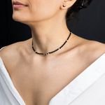 Fashion, accesorii si bijuterii - Femei - Bijuterii femei - Coliere femei - Colier choker Blake din pietre semipretioase de Spinel negre, cu accesorii si sistem de inchidere din argint 925 - Infinity.ro