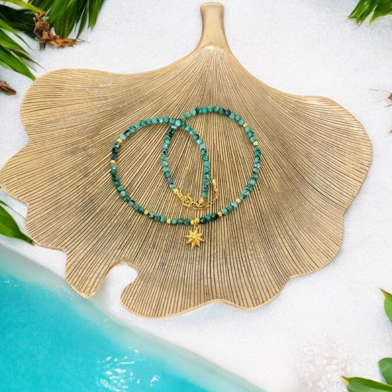 Fashion, accesorii si bijuterii - Femei - Bijuterii femei - Coliere femei - Colier choker Labradorit Celia cu accesorii din argint placat cu aur - Infinity.ro