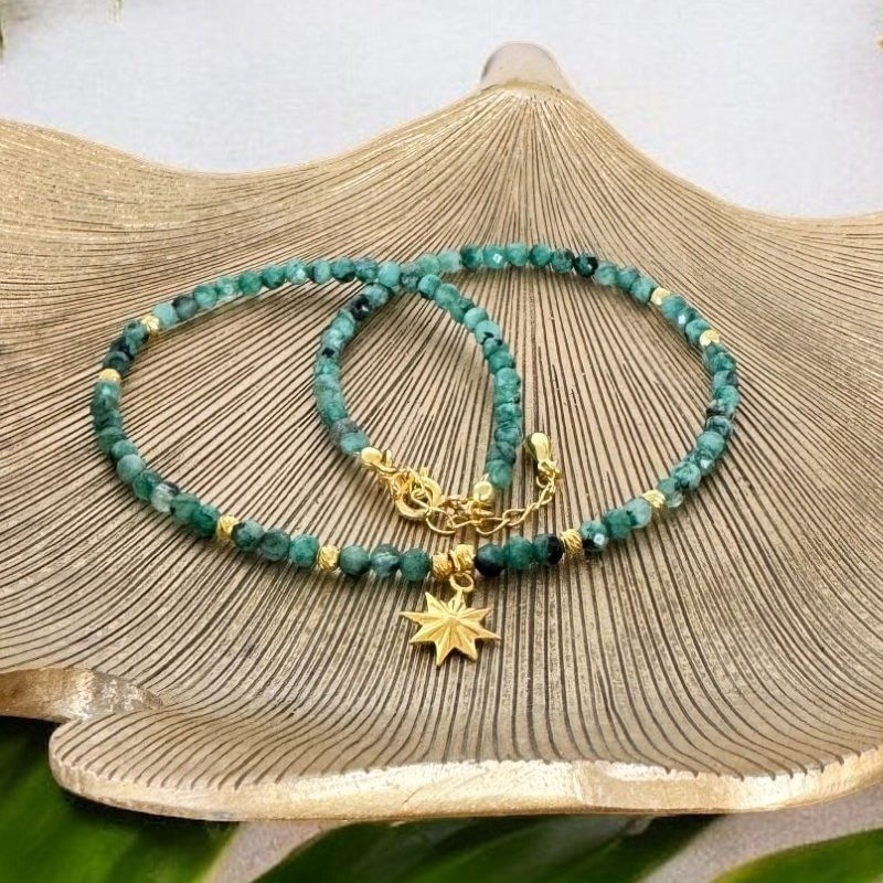 Fashion, accesorii si bijuterii - Femei - Bijuterii femei - Coliere femei - Colier choker Labradorit Celia cu accesorii din argint placat cu aur - Infinity.ro