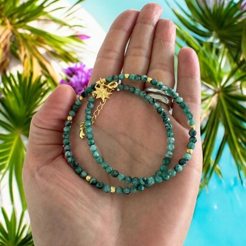 Fashion, accesorii si bijuterii - Femei - Bijuterii femei - Coliere femei - Colier choker Labradorit Celia cu accesorii din argint placat cu aur - Infinity.ro