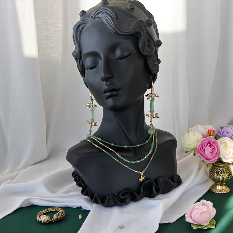 Fashion, accesorii si bijuterii - Femei - Bijuterii femei - Coliere femei - Colier handmade in 3 straturi verde Safyia cu Miyuki, Jad Verde si argint - Infinity.ro