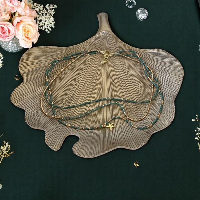 Fashion, accesorii si bijuterii - Femei - Bijuterii femei - Coliere femei - Colier handmade in 3 straturi verde Safyia cu Miyuki, Jad Verde si argint - Infinity.ro