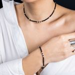 Fashion, accesorii si bijuterii - Femei - Bijuterii femei - Bratari femei - Bratara dama pietre semipretioase Blake din Spinel negru, cu accesorii si sistem de inchidere din argint - Infinity.ro