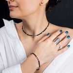 Fashion, accesorii si bijuterii - Femei - Bijuterii femei - Bratari femei - Bratara dama pietre semipretioase Blake din Spinel negru, cu accesorii si sistem de inchidere din argint - Infinity.ro