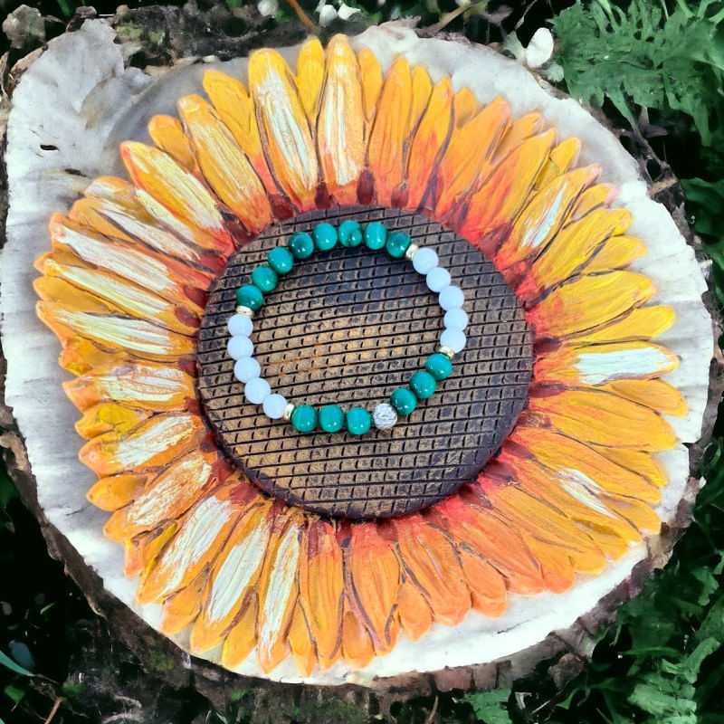 Fashion, accesorii si bijuterii - Femei - Bijuterii femei - Bratari femei - Bratara dama Edeline din cristale de Malachit si Tridacna cu Argint 925 - Infinity.ro