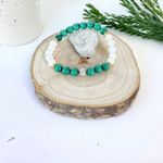 Fashion, accesorii si bijuterii - Femei - Bijuterii femei - Bratari femei - Bratara dama Edeline din cristale de Malachit si Tridacna cu Argint 925 - Infinity.ro