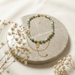 Fashion, accesorii si bijuterii - Femei - Bijuterii femei - Coliere femei - Colier multistrat cu margele naturale de Jad verde smarald si argint placat cu aur - Infinity.ro