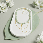 Fashion, accesorii si bijuterii - Femei - Bijuterii femei - Coliere femei - Colier multistrat cu margele naturale de Jad verde smarald si argint placat cu aur - Infinity.ro