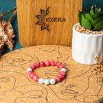 Fashion, accesorii si bijuterii - Femei - Bijuterii femei - Bratari femei - Bratara femei pietre semipretioase din Jad Rosu si Acvamarin, Noel, sfere de 8mm - Infinity.ro