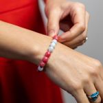 Fashion, accesorii si bijuterii - Femei - Bijuterii femei - Bratari femei - Bratara femei pietre semipretioase din Jad Rosu si Acvamarin, Noel, sfere de 8mm - Infinity.ro