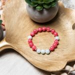 Fashion, accesorii si bijuterii - Femei - Bijuterii femei - Bratari femei - Bratara femei pietre semipretioase din Jad Rosu si Acvamarin, Noel, sfere de 8mm - Infinity.ro