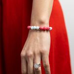 Fashion, accesorii si bijuterii - Femei - Bijuterii femei - Bratari femei - Bratara femei pietre semipretioase din Jad Rosu si Acvamarin, Noel, sfere de 8mm - Infinity.ro