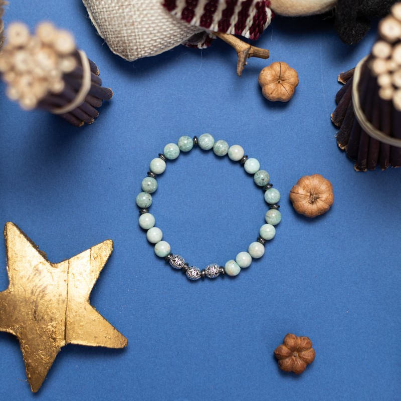 Fashion, accesorii si bijuterii - Femei - Bijuterii femei - Bratari femei - Bratara femei handmade din cristale de Amazonit, Estel, cu sfere de 6mm - Infinity.ro