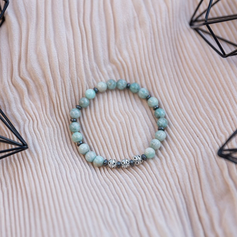 Fashion, accesorii si bijuterii - Femei - Bijuterii femei - Bratari femei - Bratara femei handmade din cristale de Amazonit, Estel, cu sfere de 6mm - Infinity.ro