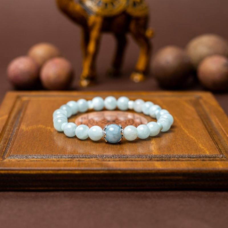 Fashion, accesorii si bijuterii - Femei - Bijuterii femei - Bratari femei - Bratara dama Serena din cristale de Acvamarin si Angelit, cu accesorii din Argint 925 - Infinity.ro