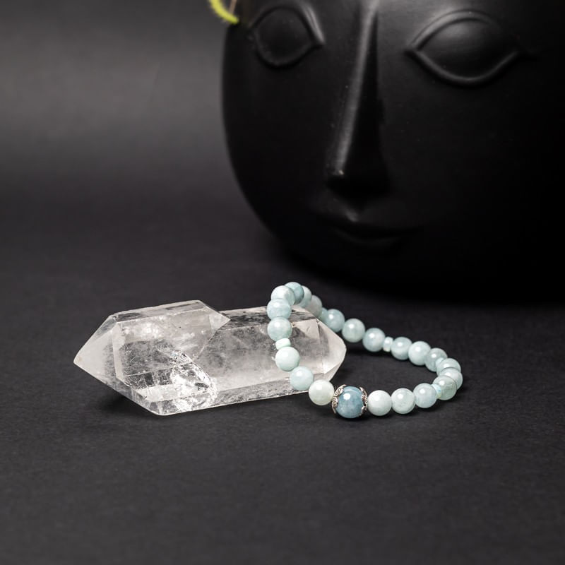 Fashion, accesorii si bijuterii - Femei - Bijuterii femei - Bratari femei - Bratara dama Serena din cristale de Acvamarin si Angelit, cu accesorii din Argint 925 - Infinity.ro