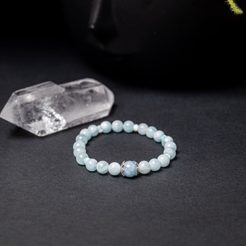 Fashion, accesorii si bijuterii - Femei - Bijuterii femei - Bratari femei - Bratara dama Serena din cristale de Acvamarin si Angelit, cu accesorii din Argint 925 - Infinity.ro