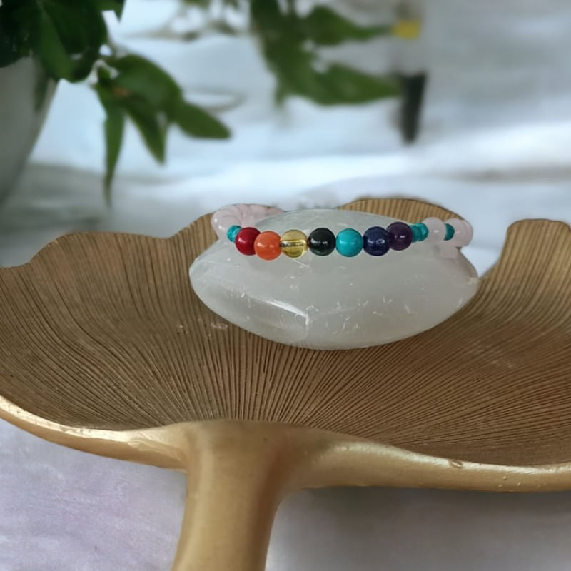 Fashion, accesorii si bijuterii - Femei - Bijuterii femei - Bratari femei - Bratara 7 Chakre Olea cu snur din cristale naturale Cuart Roz de Madagascar 6mm - Infinity.ro