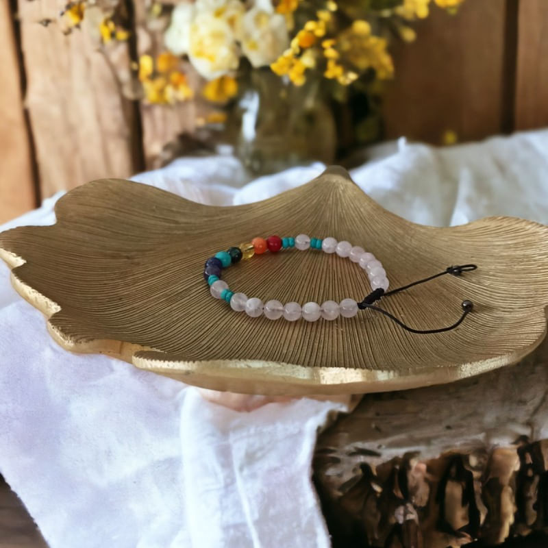 Fashion, accesorii si bijuterii - Femei - Bijuterii femei - Bratari femei - Bratara 7 Chakre Olea cu snur din cristale naturale Cuart Roz de Madagascar 6mm - Infinity.ro