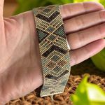 Fashion, accesorii si bijuterii - Femei - Bijuterii femei - Bratari femei - Bratara lata Miyuki cusuta manual stil boho, inspirata de natura si tonurile pamantului - Infinity.ro
