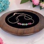Fashion, accesorii si bijuterii - Femei - Bijuterii femei - Coliere femei - Colier choker turmalina multicolora cu lant argint placat aur roz - Infinity.ro