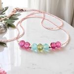 Fashion, accesorii si bijuterii - Femei - Bijuterii femei - Coliere femei - Colier choker turmalina multicolora cu lant argint placat aur roz - Infinity.ro