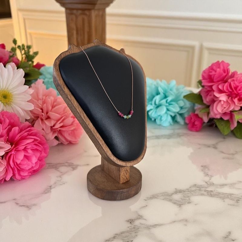 Fashion, accesorii si bijuterii - Femei - Bijuterii femei - Coliere femei - Colier choker turmalina multicolora cu lant argint placat aur roz - Infinity.ro
